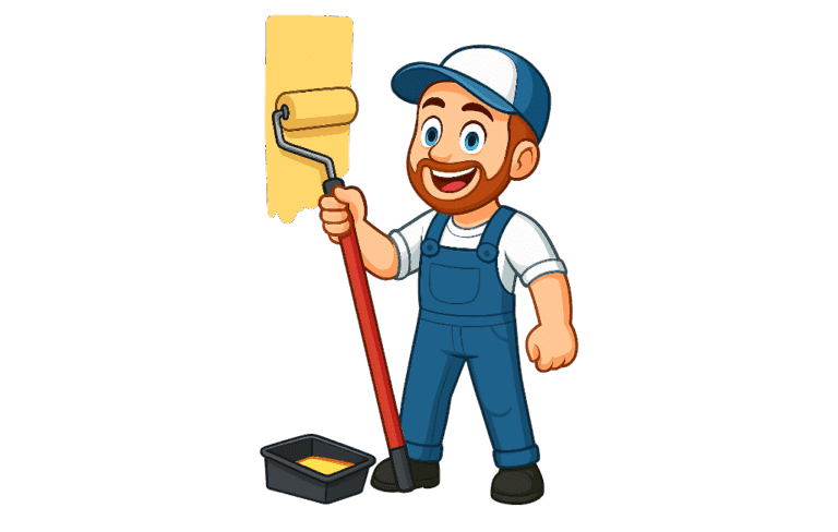 Maalausliikkeen maalari maalamassa seinää